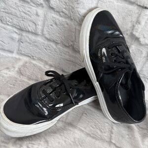 Vans Shoes Black Rainbow Patent Leather Mens 5 Womens 6.5 Skateboard Sneakers
